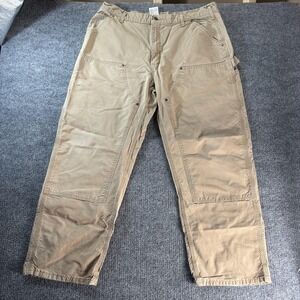 Carhartt Double Front Pants Mens 40x32 Beige Canvas Relaxed Carpenter Workwear